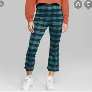 NWT Wild Fable Teal Plaid Crop Pants Size Small